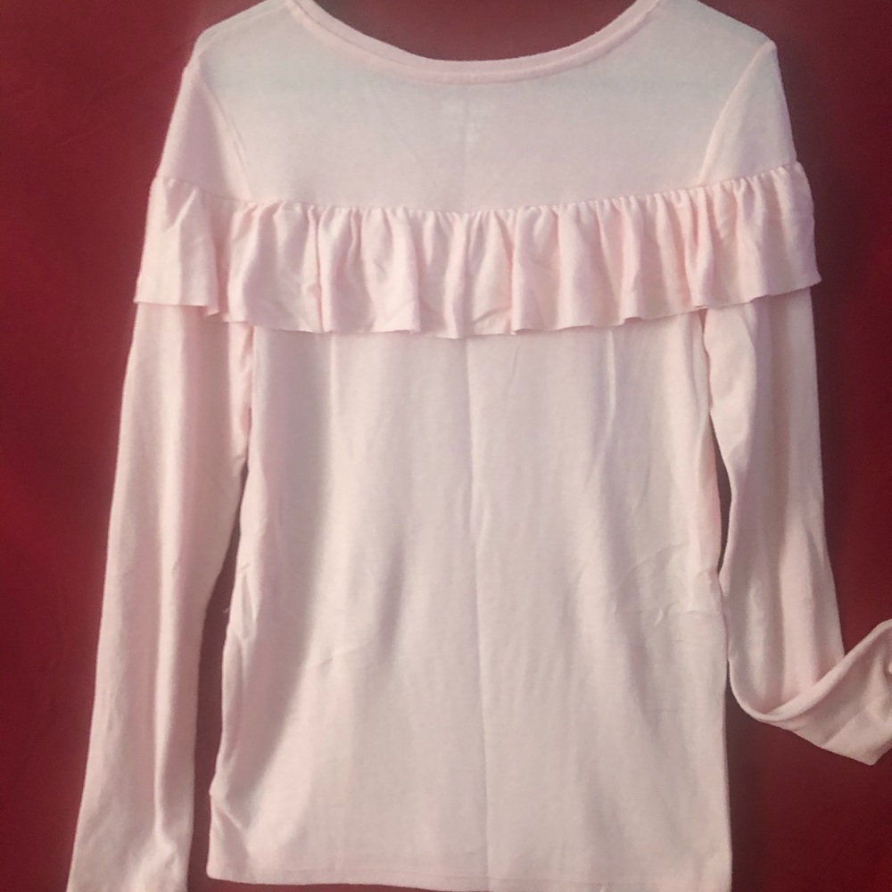 NEW girl pink ruffle long sleeve top. Ruff around should front and back.